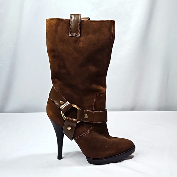 BCBG Sirlo Brown Suede Heeled Womens Boots Size 7 - Picture 1 of 7